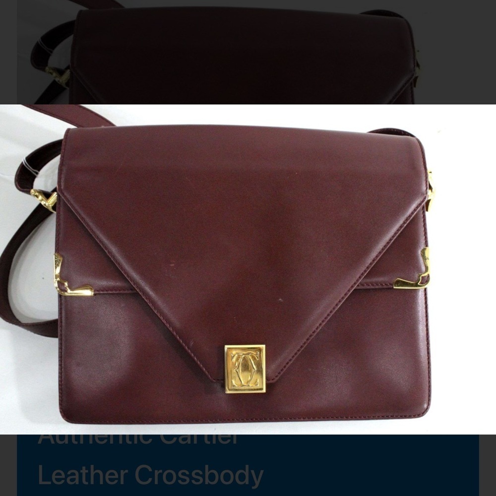 Authentic Cartier Leather Crossbody Purse / Handbag in the Original Storage Bag